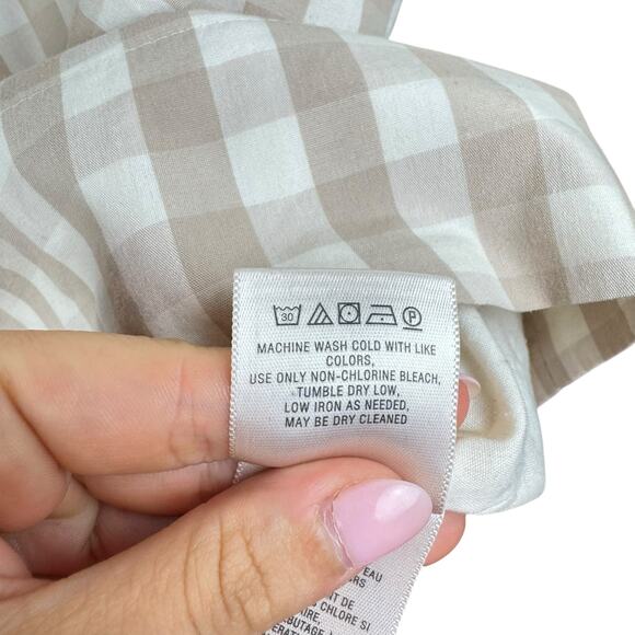 Anthropologie HD in Paris Beige Neutral Cream Gingham Belted Poplin Sheath Dress - Picture 15 of 15